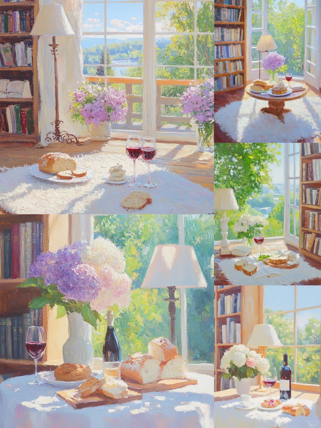 Cozy Impressionist Bookcase Feast