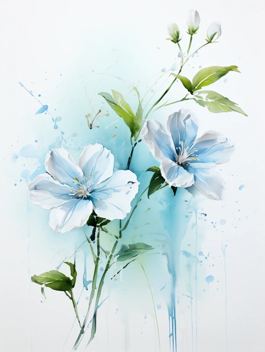 Minimalist Jasmine Bloom with Bold Splatters